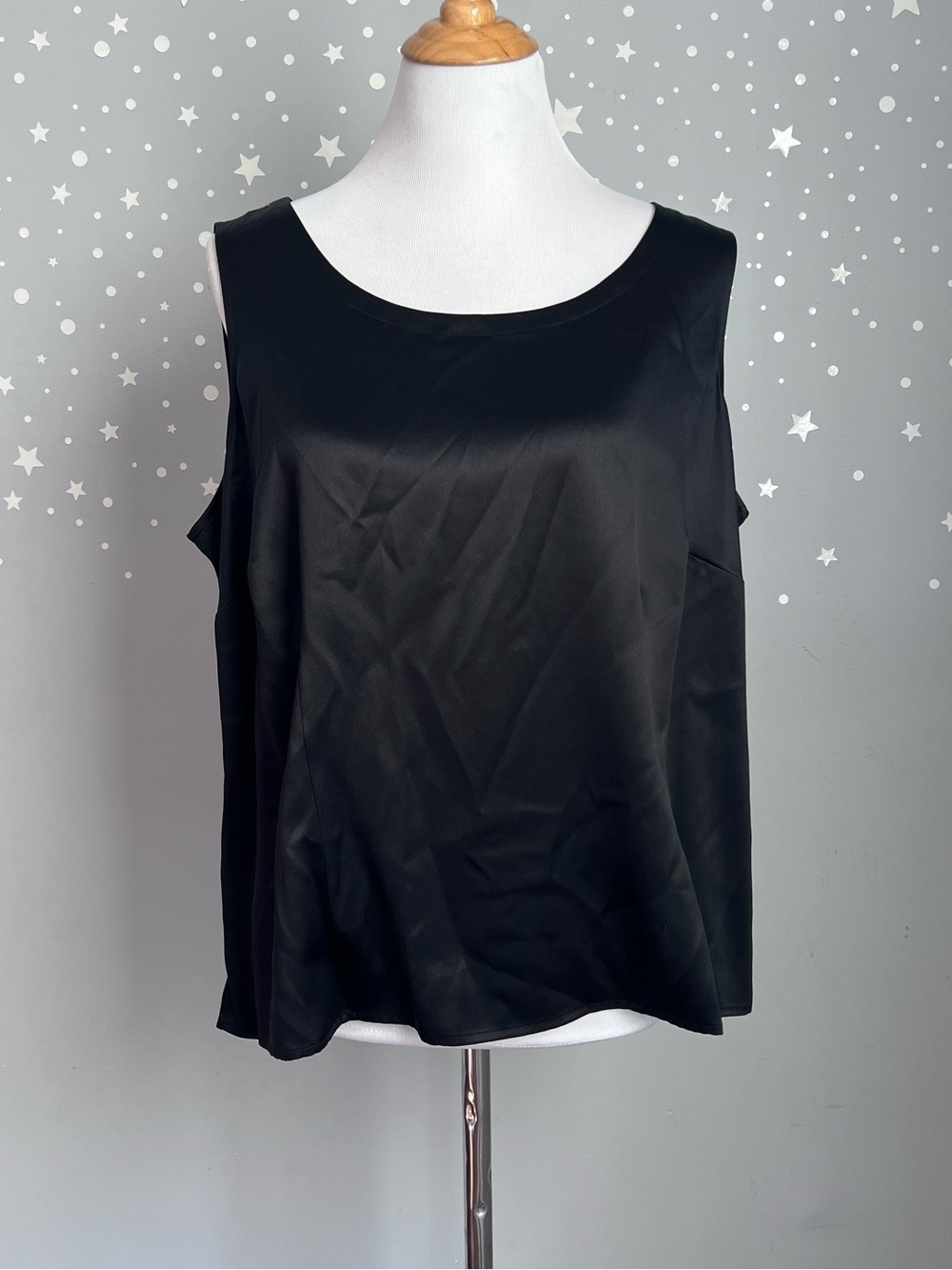 Eileen Fisher Woman 100% Silk Black Sleeveless Tank Shell 1X NWT
